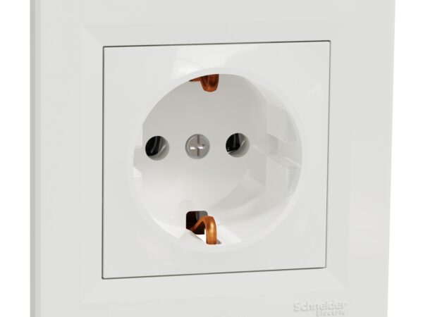 Schneider Electric Asfora utičnica sa bočnim uzemljenjem, 16A, bijela