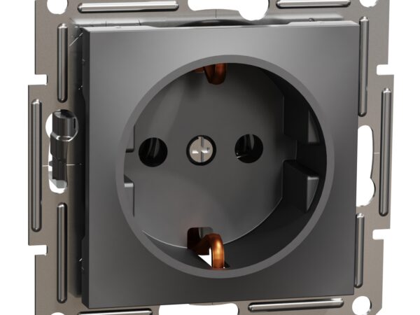 Schneider Electric Asfora utičnica sa bočnim uzemljenjem bez okvira,16A, crna