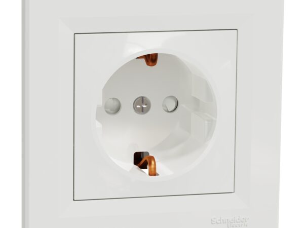 Schneider Electric Asfora utičnica sa bočnim uzemljenjem i zaštitom,16A, bijela