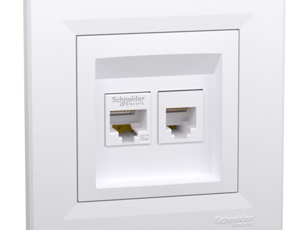 Schneider Electric Asfora Kombinovana podatkovna i telefonska utičnica, RJ45 kat.5e UTP + RJ12, bijela