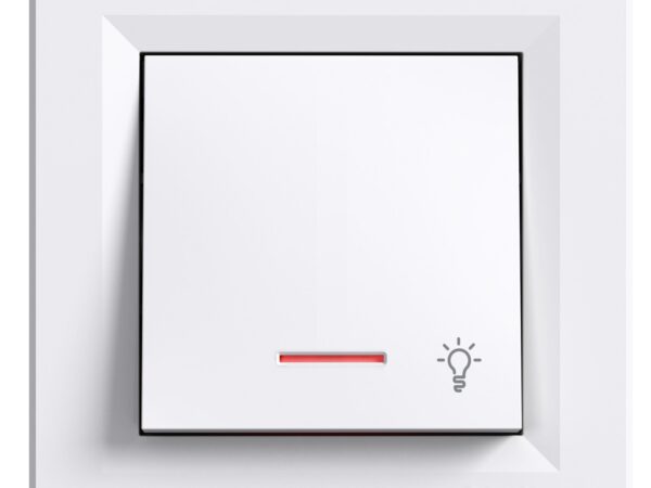 Schneider Electric Asfora 1P tipka sa simbolom svjetla i lokatorom, 10A, bezvijčani priključak, bijela