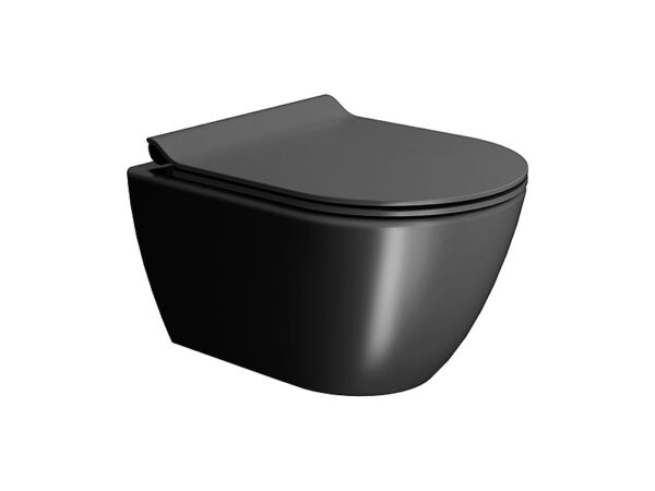 WC školjka City, viseća Rimless – Crna mat sa pipom